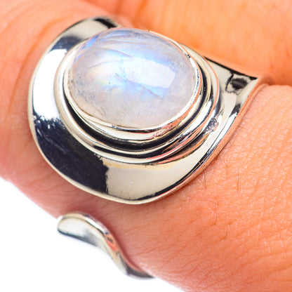 Rainbow Moonstone Rings handcrafted by Ana Silver Co - RING67861