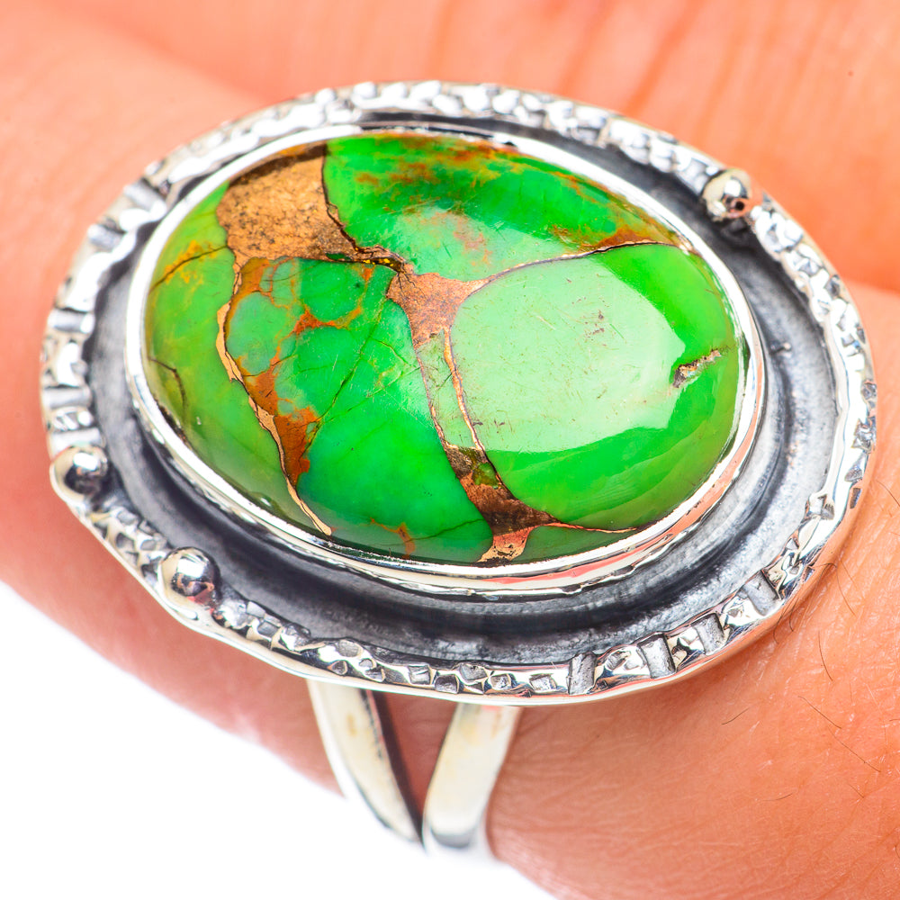 Green Copper Composite Turquoise Rings handcrafted by Ana Silver Co - RING67906
