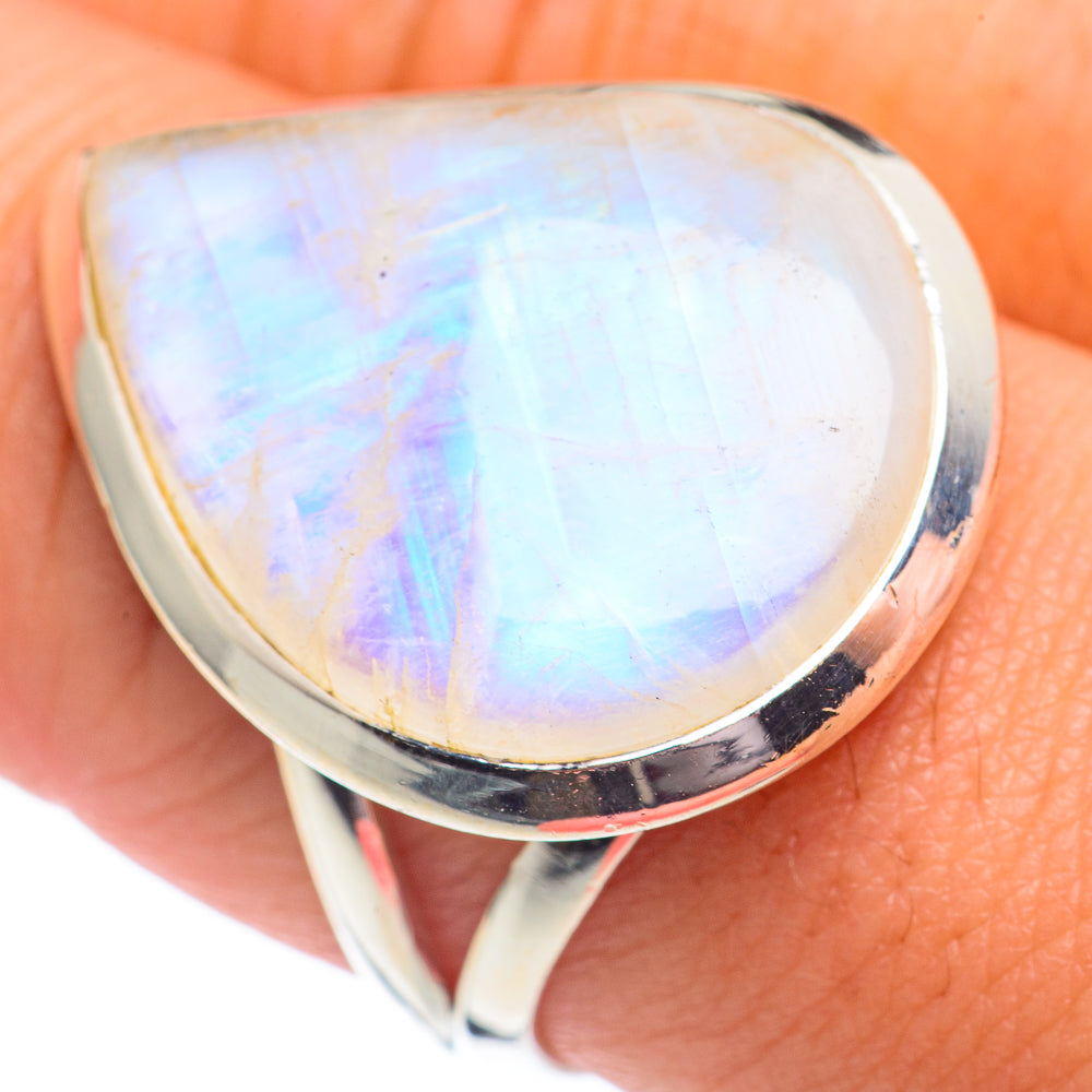 Rainbow Moonstone Rings handcrafted by Ana Silver Co - RING67927