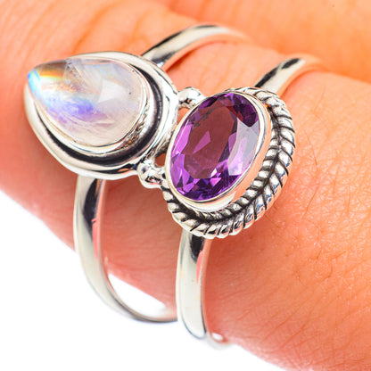 Rainbow Moonstone Rings handcrafted by Ana Silver Co - RING67950