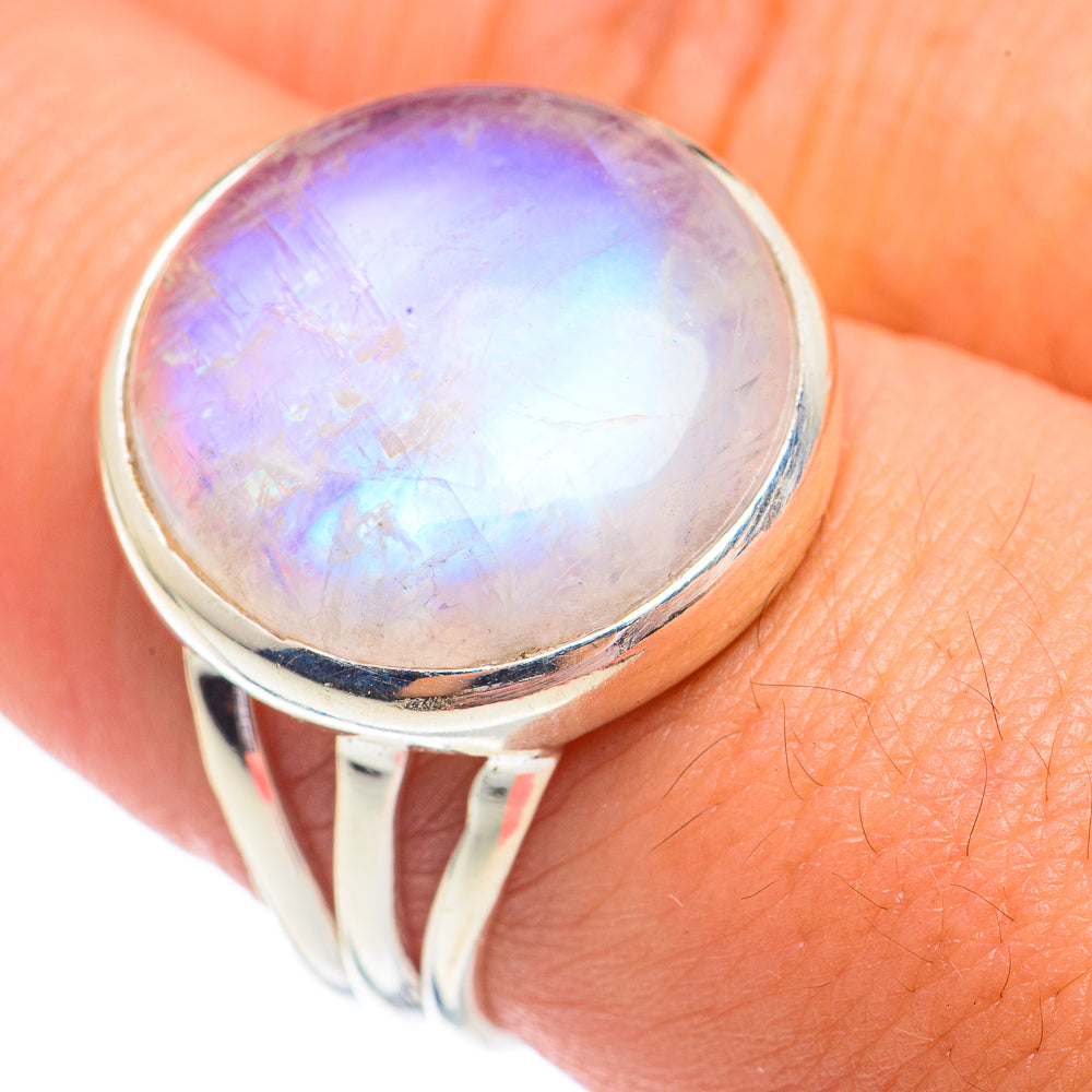 Rainbow Moonstone Rings handcrafted by Ana Silver Co - RING67956