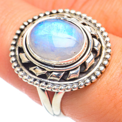 Rainbow Moonstone Rings handcrafted by Ana Silver Co - RING67958