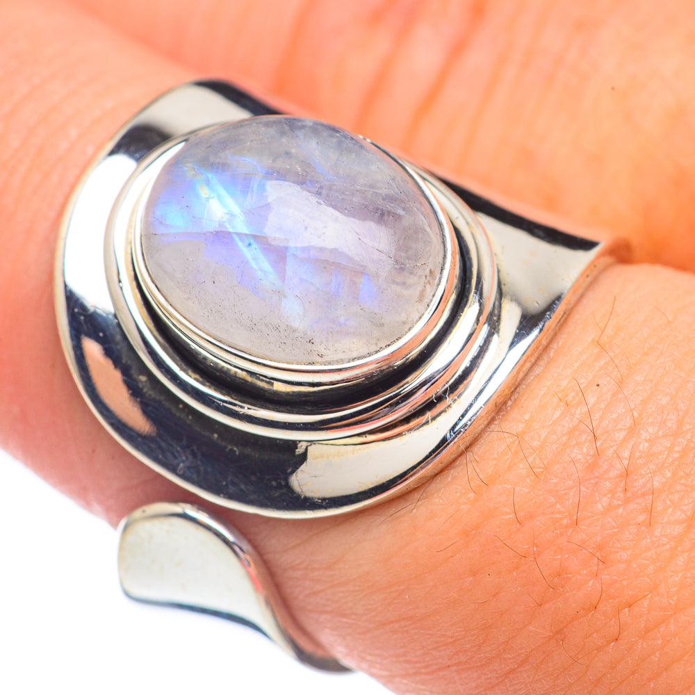 Rainbow Moonstone Rings handcrafted by Ana Silver Co - RING68009