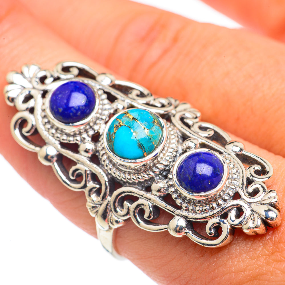 Blue Copper Composite Turquoise Rings handcrafted by Ana Silver Co - RING68017