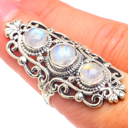 Rainbow Moonstone Rings handcrafted by Ana Silver Co - RING68046