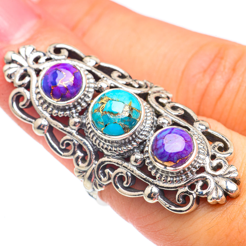 Blue Copper Composite Turquoise Rings handcrafted by Ana Silver Co - RING68049