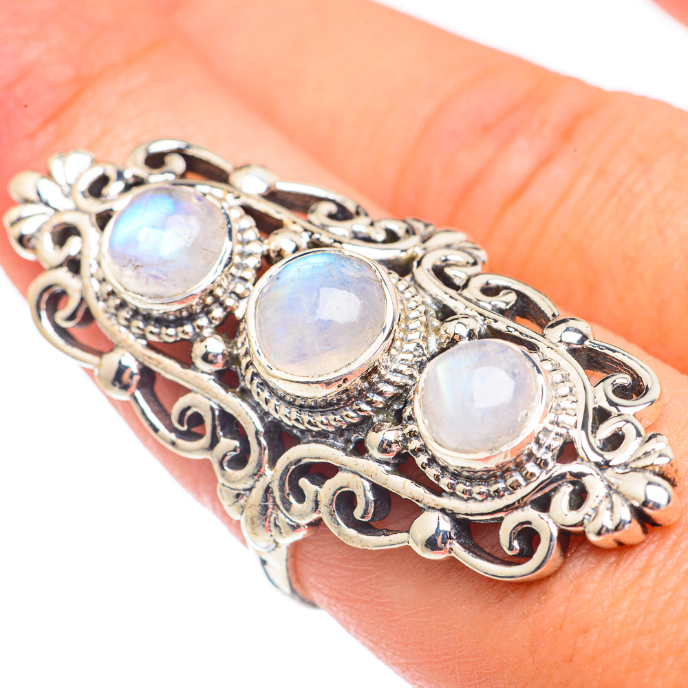 Rainbow Moonstone Rings handcrafted by Ana Silver Co - RING68072