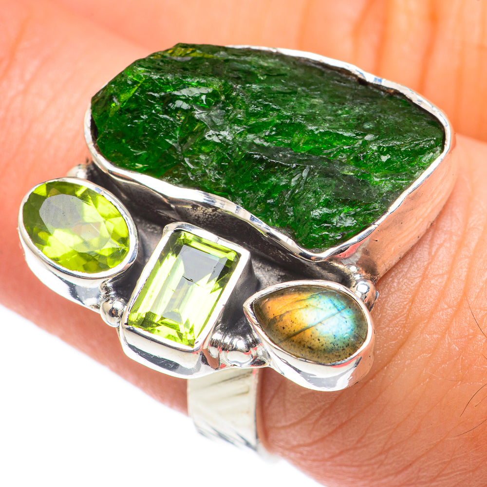 Chrome Diopside, Labradorite, Peridot Rings handcrafted by Ana Silver Co - RING68083