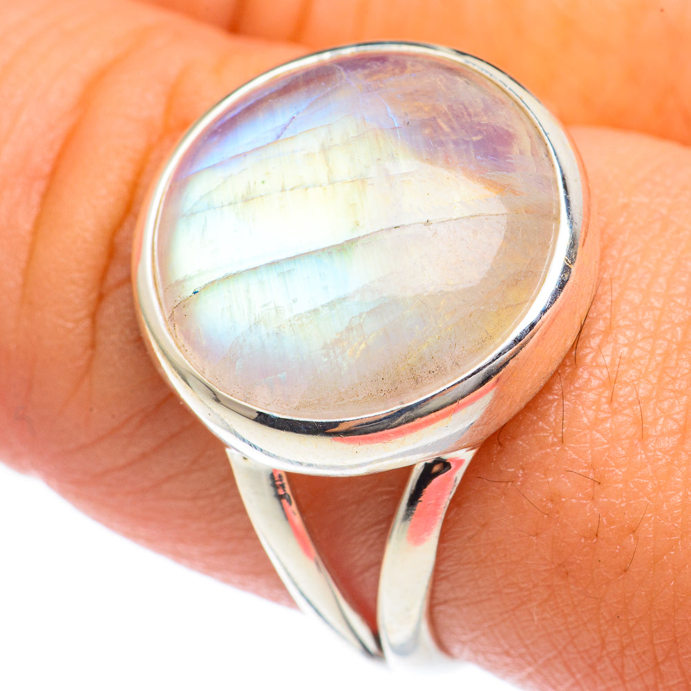 Rainbow Moonstone Rings handcrafted by Ana Silver Co - RING68101