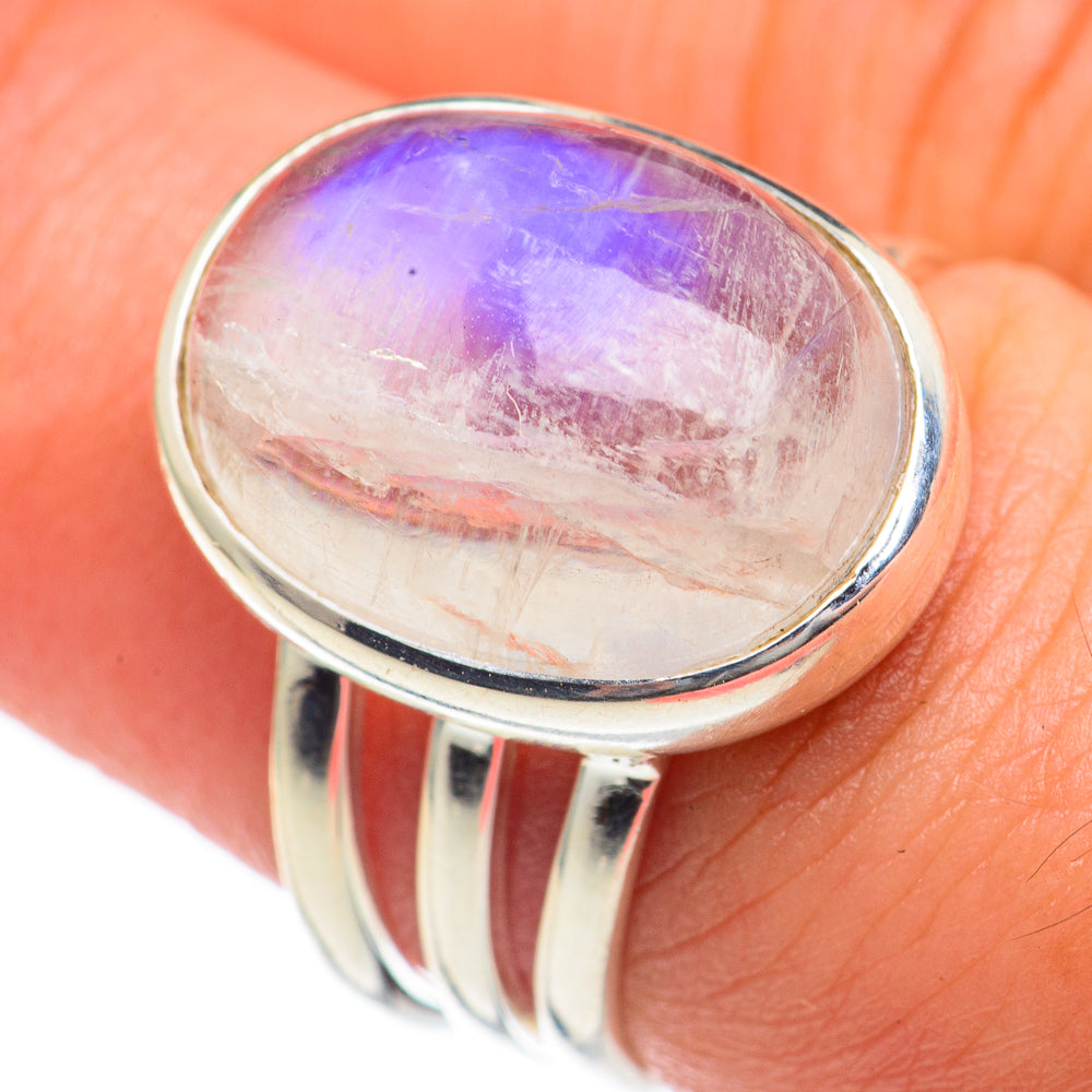 Rainbow Moonstone Rings handcrafted by Ana Silver Co - RING68103