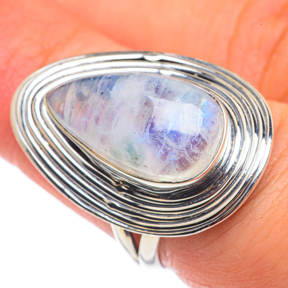 Rainbow Moonstone Rings handcrafted by Ana Silver Co - RING68105