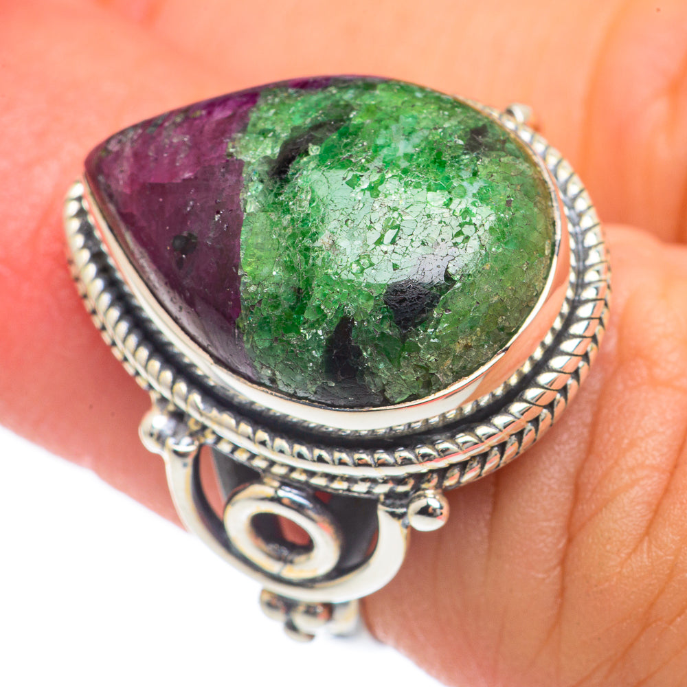 Ruby Zoisite Rings handcrafted by Ana Silver Co - RING68106