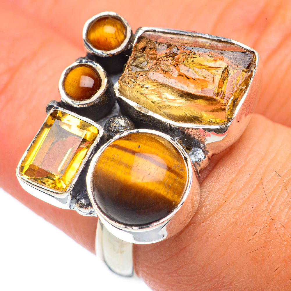 Citrine, Tiger Eye Rings handcrafted by Ana Silver Co - RING68121
