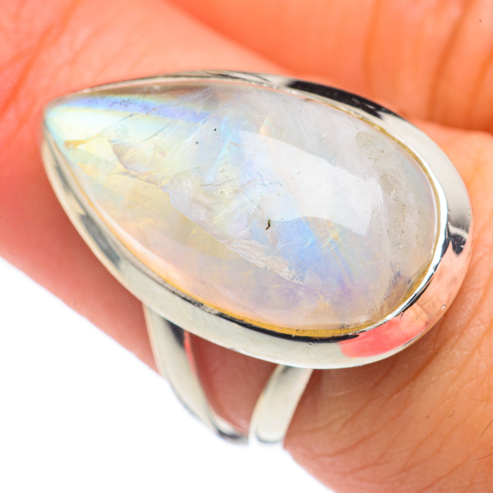 Rainbow Moonstone Rings handcrafted by Ana Silver Co - RING68135
