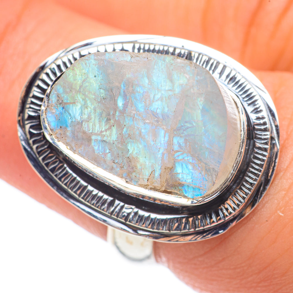 Rainbow Moonstone Rings handcrafted by Ana Silver Co - RING68136