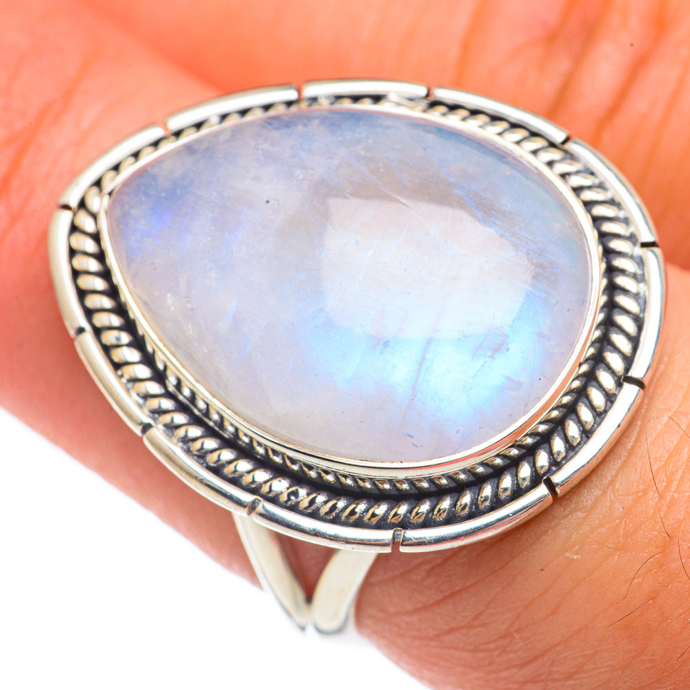 Rainbow Moonstone Rings handcrafted by Ana Silver Co - RING68138