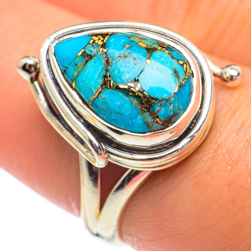 Blue Copper Composite Turquoise Rings handcrafted by Ana Silver Co - RING68147
