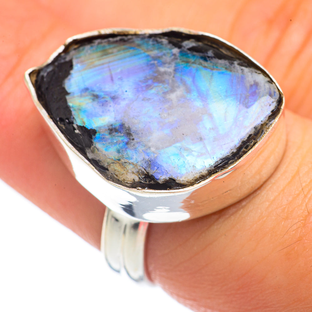 Rainbow Moonstone Rings handcrafted by Ana Silver Co - RING68168