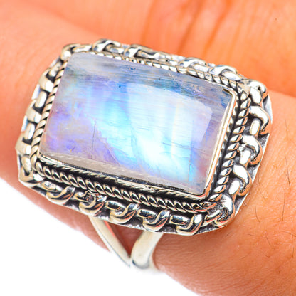 Rainbow Moonstone Rings handcrafted by Ana Silver Co - RING68170
