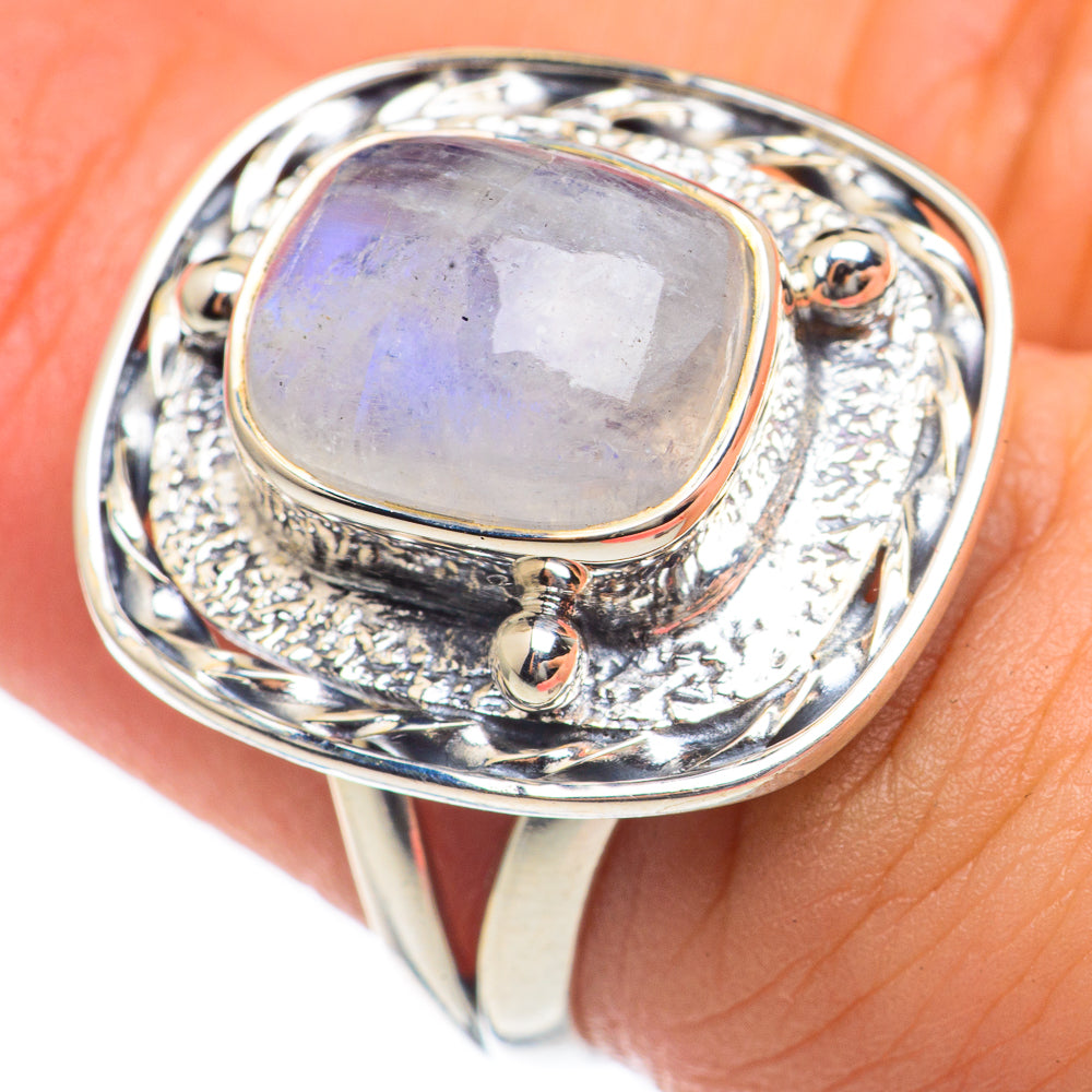 Rainbow Moonstone Rings handcrafted by Ana Silver Co - RING68171