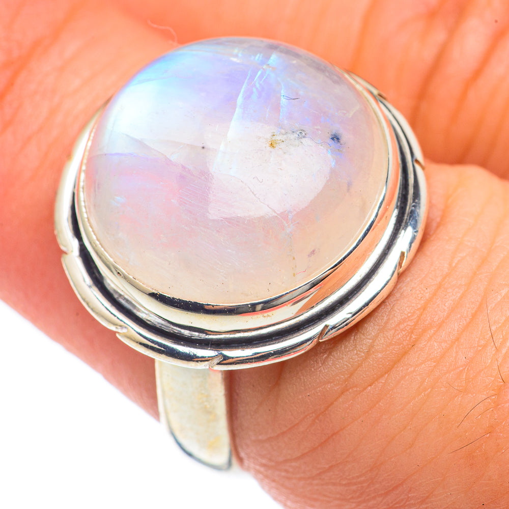 Rainbow Moonstone Rings handcrafted by Ana Silver Co - RING68172