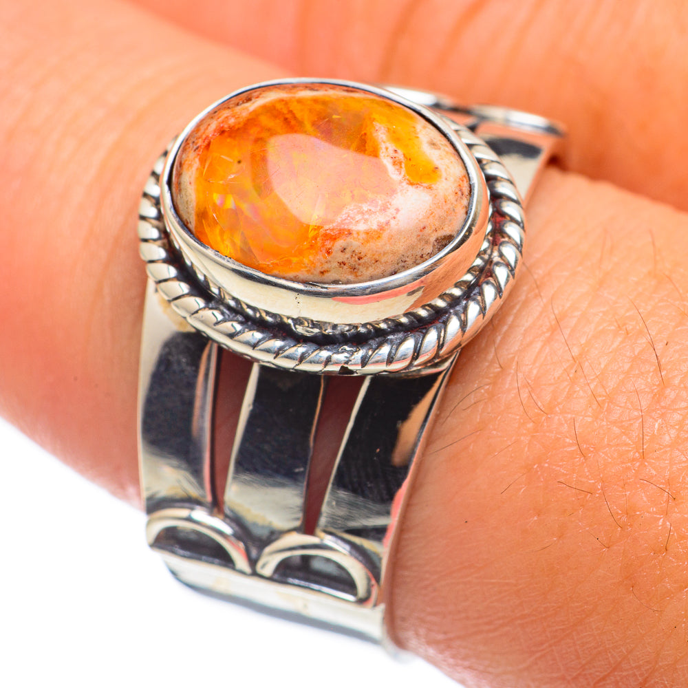 Mexican Fire Opal Rings handcrafted by Ana Silver Co - RING68175