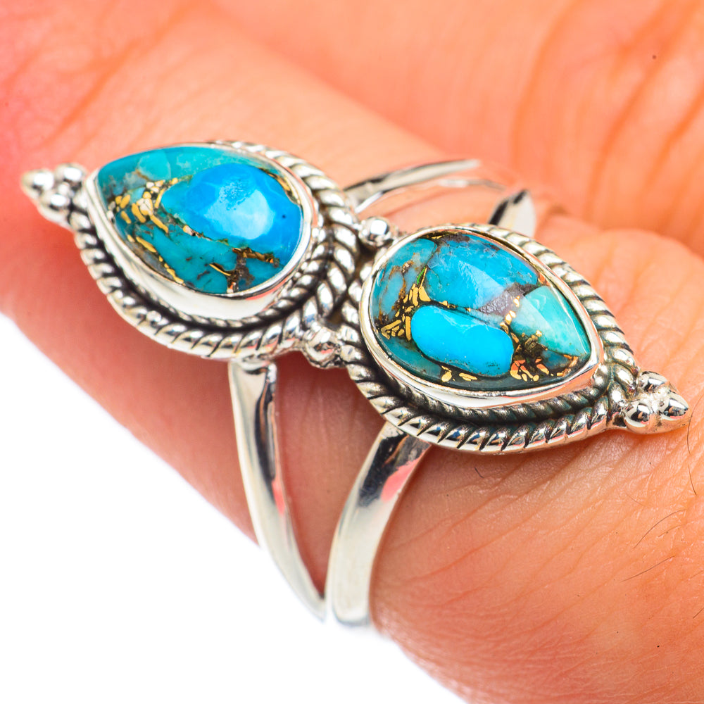 Blue Copper Composite Turquoise Rings handcrafted by Ana Silver Co - RING68179