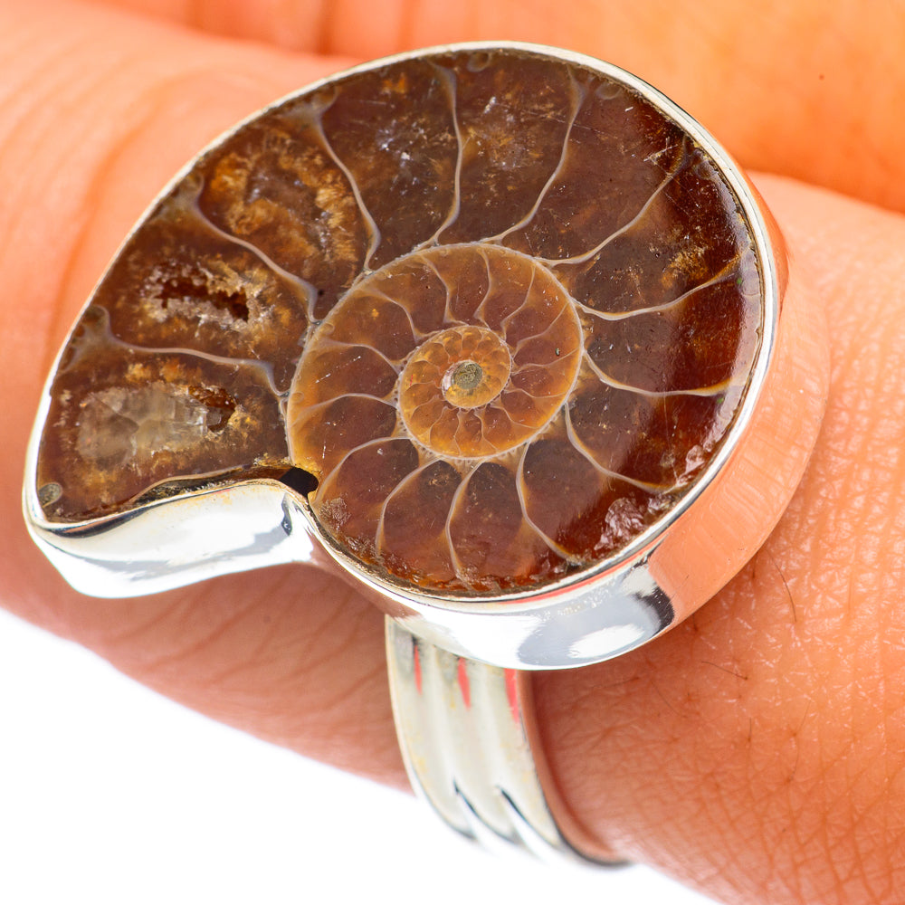 Ammonite Fossil Rings handcrafted by Ana Silver Co - RING68185