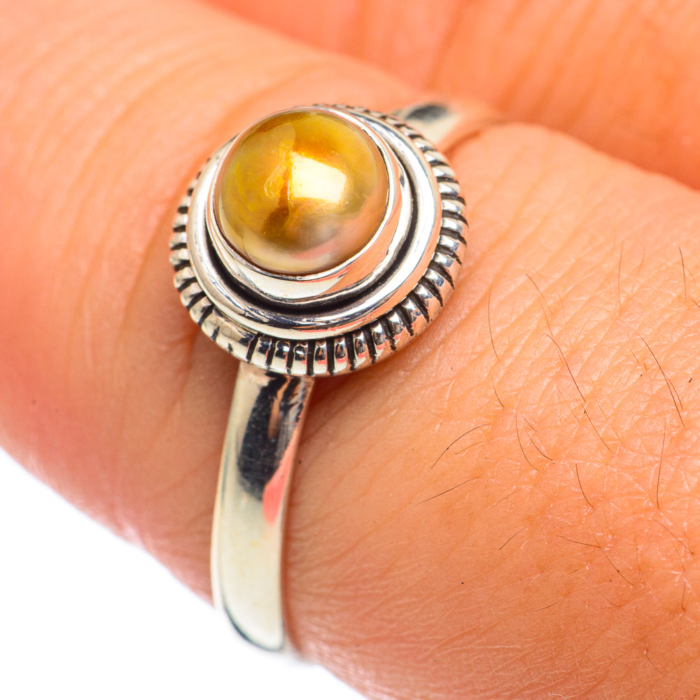 Golden Pearl Rings handcrafted by Ana Silver Co - RING68188