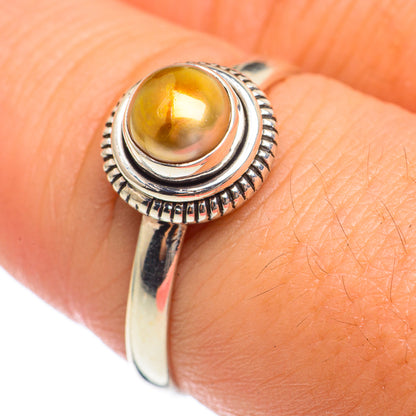 Golden Pearl Rings handcrafted by Ana Silver Co - RING68188