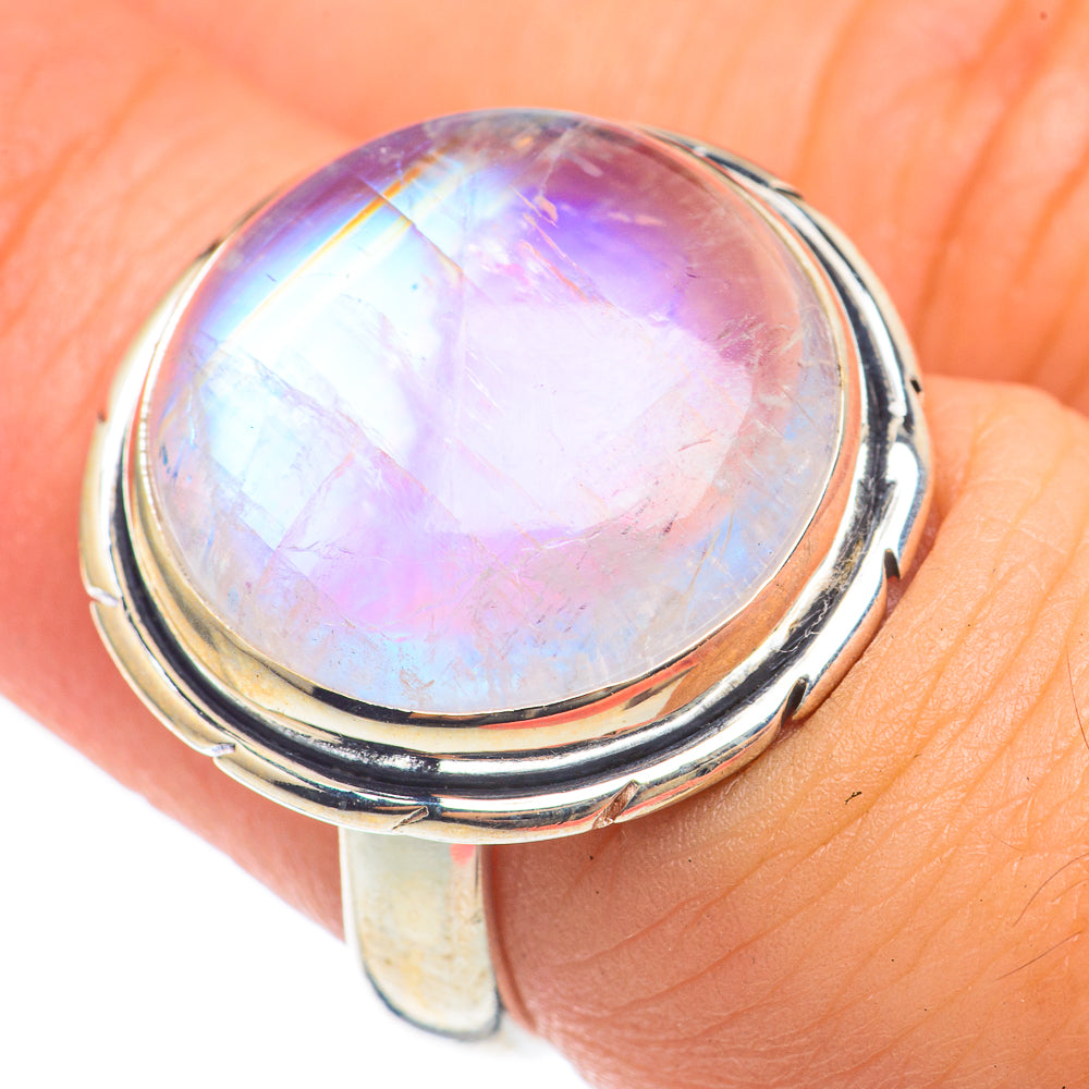 Rainbow Moonstone Rings handcrafted by Ana Silver Co - RING68202