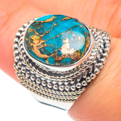 Blue Copper Composite Turquoise Rings handcrafted by Ana Silver Co - RING68208