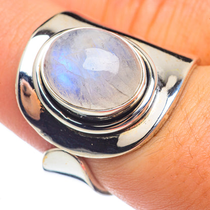 Rainbow Moonstone Rings handcrafted by Ana Silver Co - RING68226