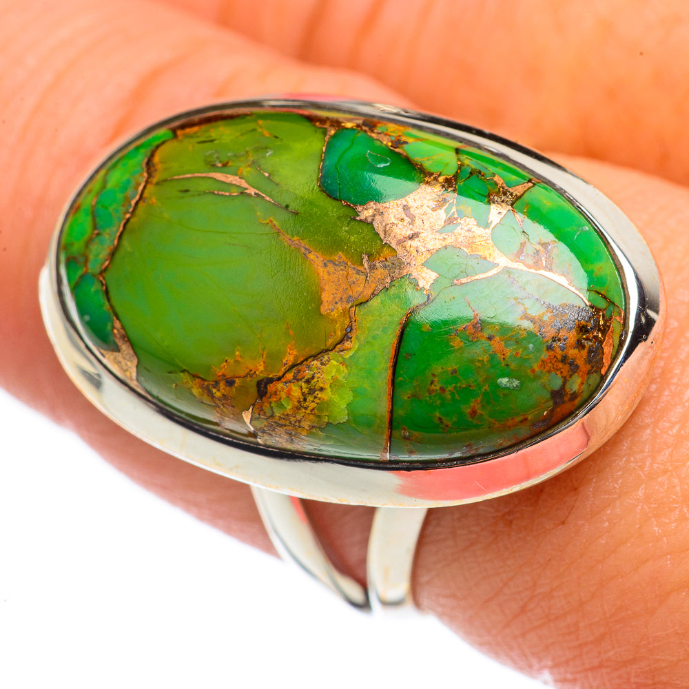 Green Copper Composite Turquoise Rings handcrafted by Ana Silver Co - RING68237