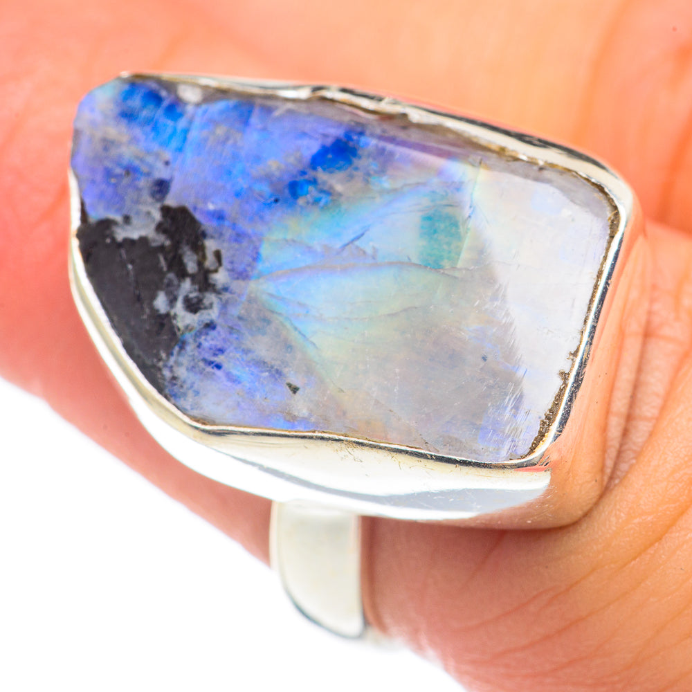 Rainbow Moonstone Rings handcrafted by Ana Silver Co - RING68251