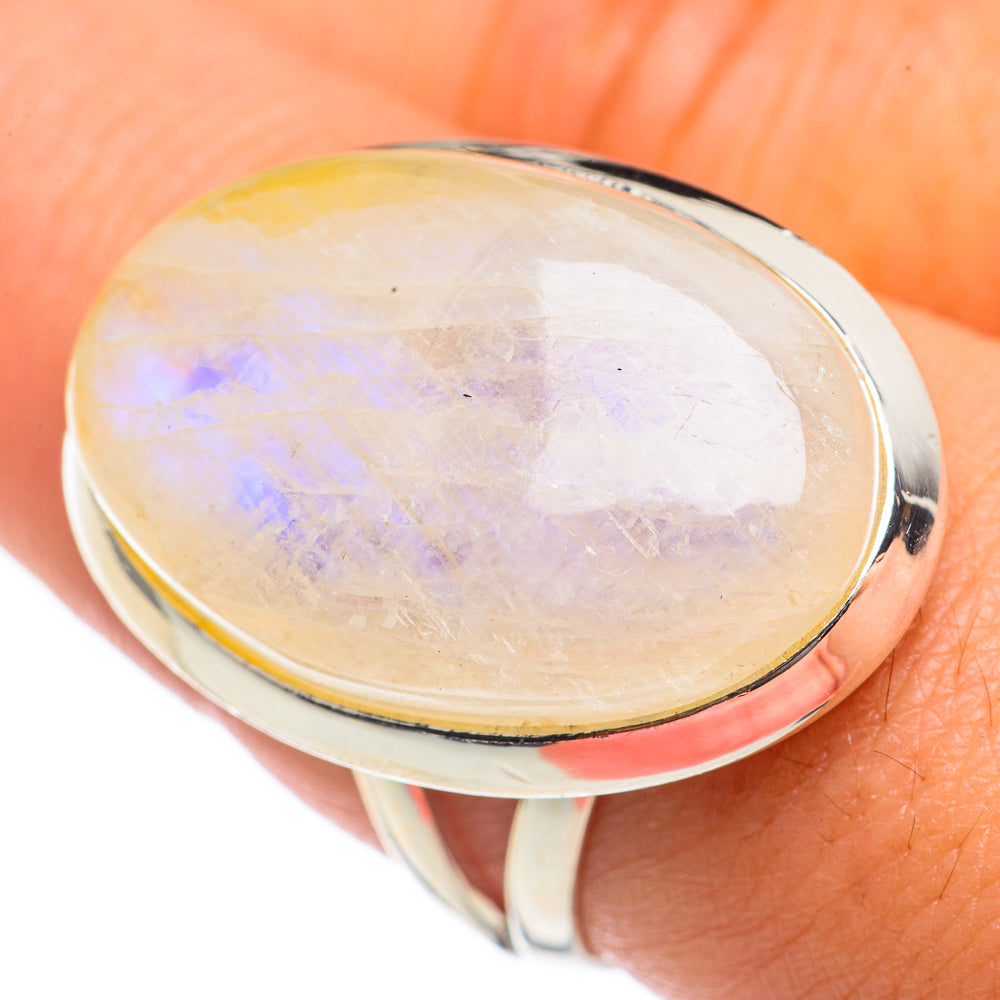 Rainbow Moonstone Rings handcrafted by Ana Silver Co - RING68278