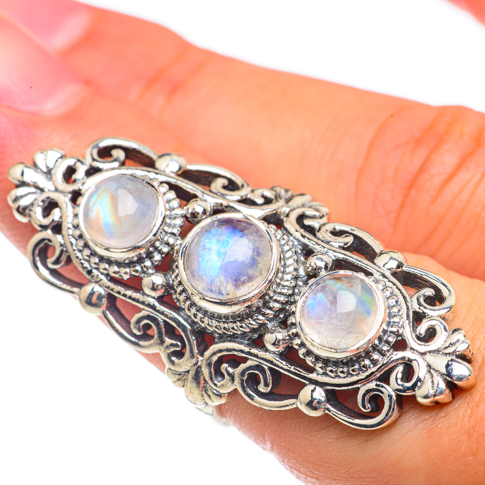 Rainbow Moonstone Rings handcrafted by Ana Silver Co - RING68279