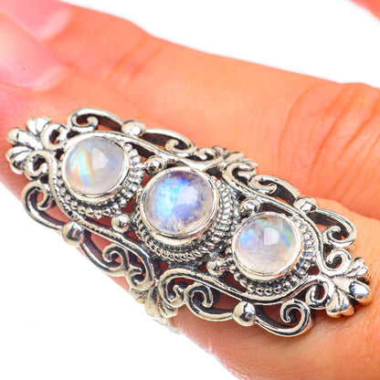Rainbow Moonstone Rings handcrafted by Ana Silver Co - RING68279