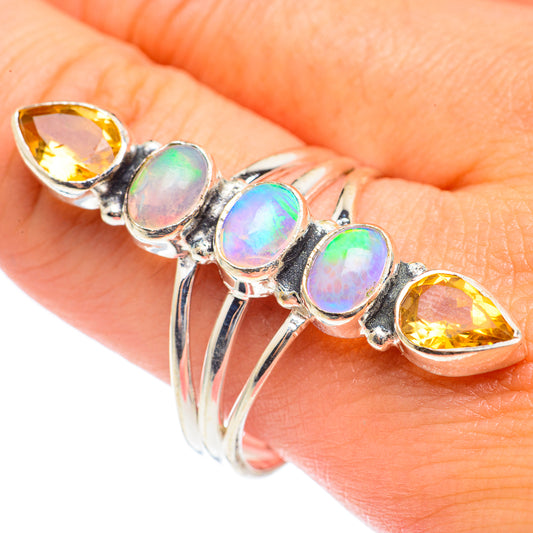 Ethiopian Opal, Citrine Rings handcrafted by Ana Silver Co - RING68281