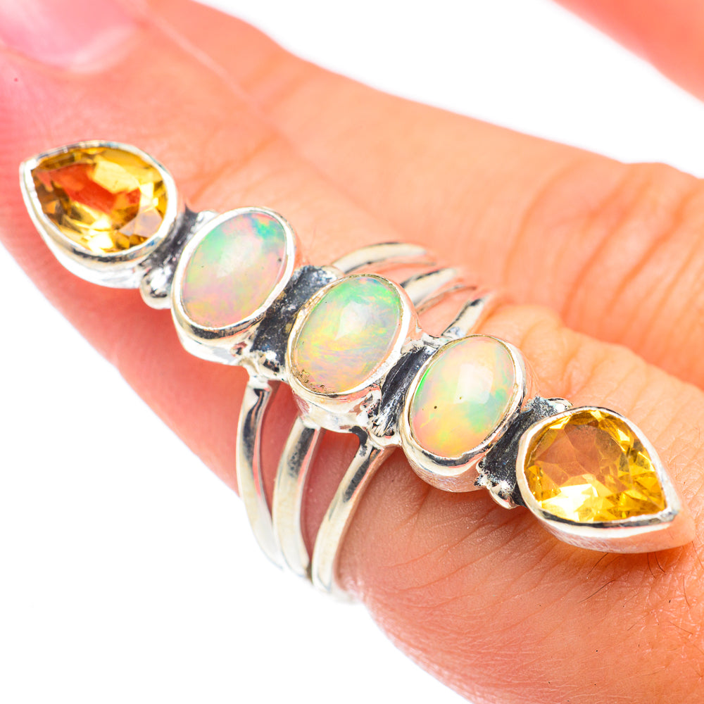 Ethiopian Opal, Citrine Rings handcrafted by Ana Silver Co - RING68282