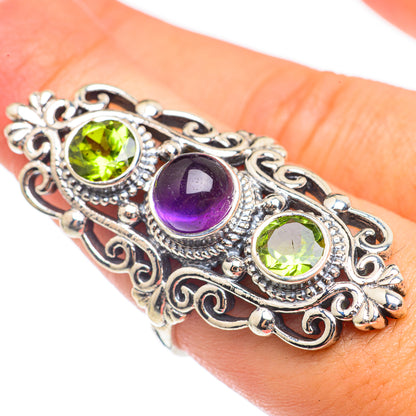Amethyst, Peridot Rings handcrafted by Ana Silver Co - RING68312