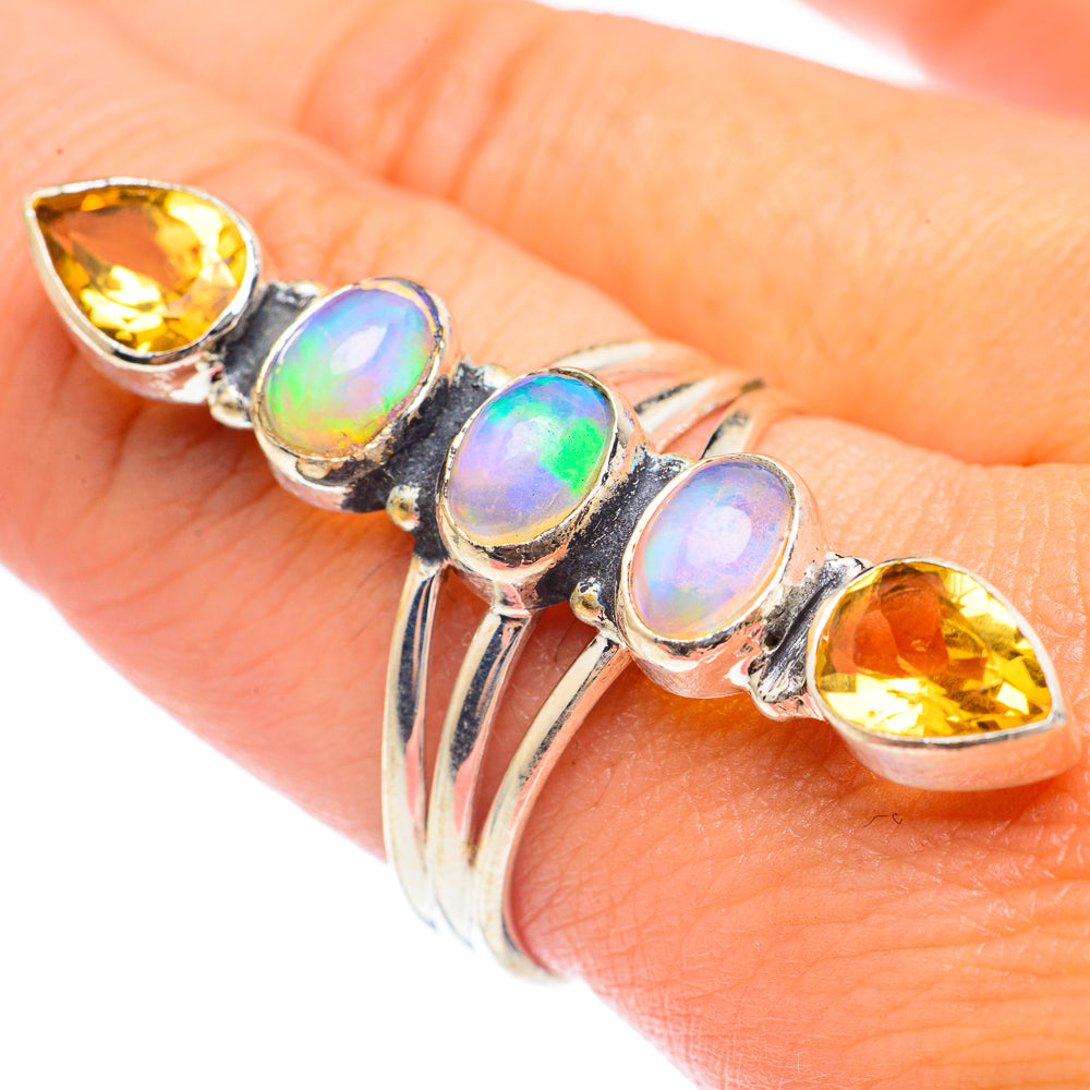 Ethiopian Opal, Citrine Rings handcrafted by Ana Silver Co - RING68313
