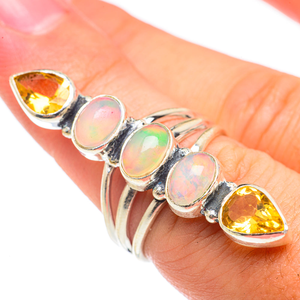 Ethiopian Opal, Citrine Rings handcrafted by Ana Silver Co - RING68314