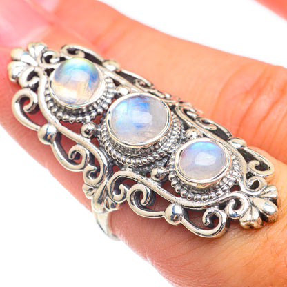 Rainbow Moonstone Rings handcrafted by Ana Silver Co - RING68342