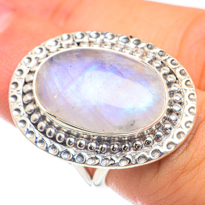 Rainbow Moonstone Rings handcrafted by Ana Silver Co - RING68343