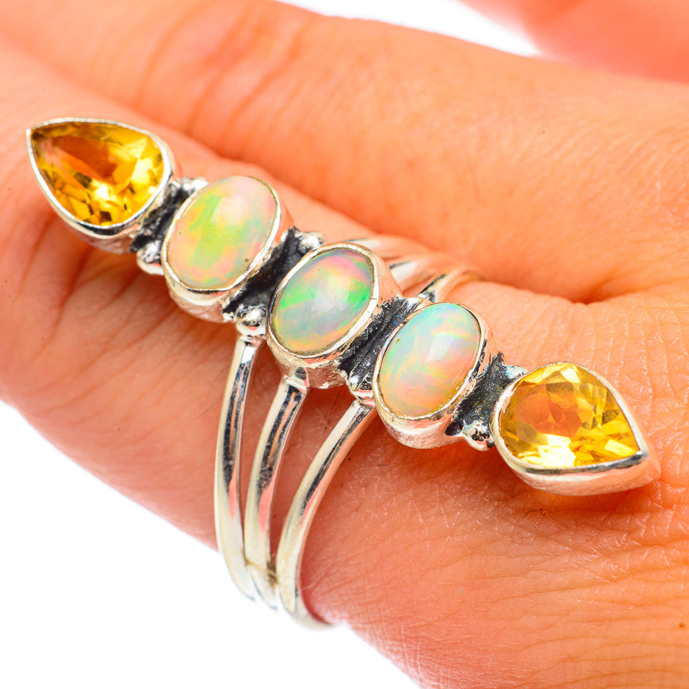 Ethiopian Opal, Citrine Rings handcrafted by Ana Silver Co - RING68347