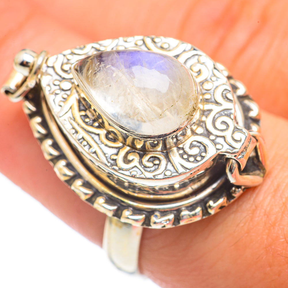 Rainbow Moonstone Rings handcrafted by Ana Silver Co - RING68366