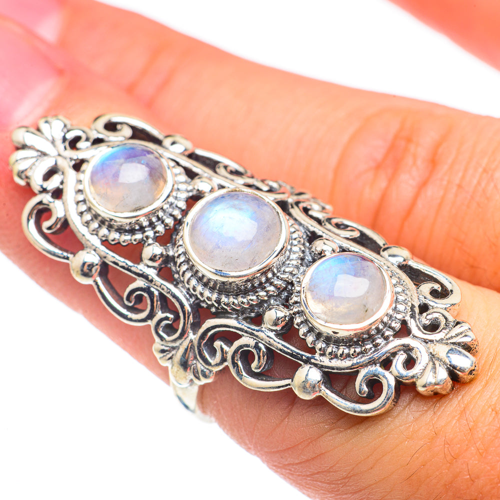 Rainbow Moonstone Rings handcrafted by Ana Silver Co - RING68367