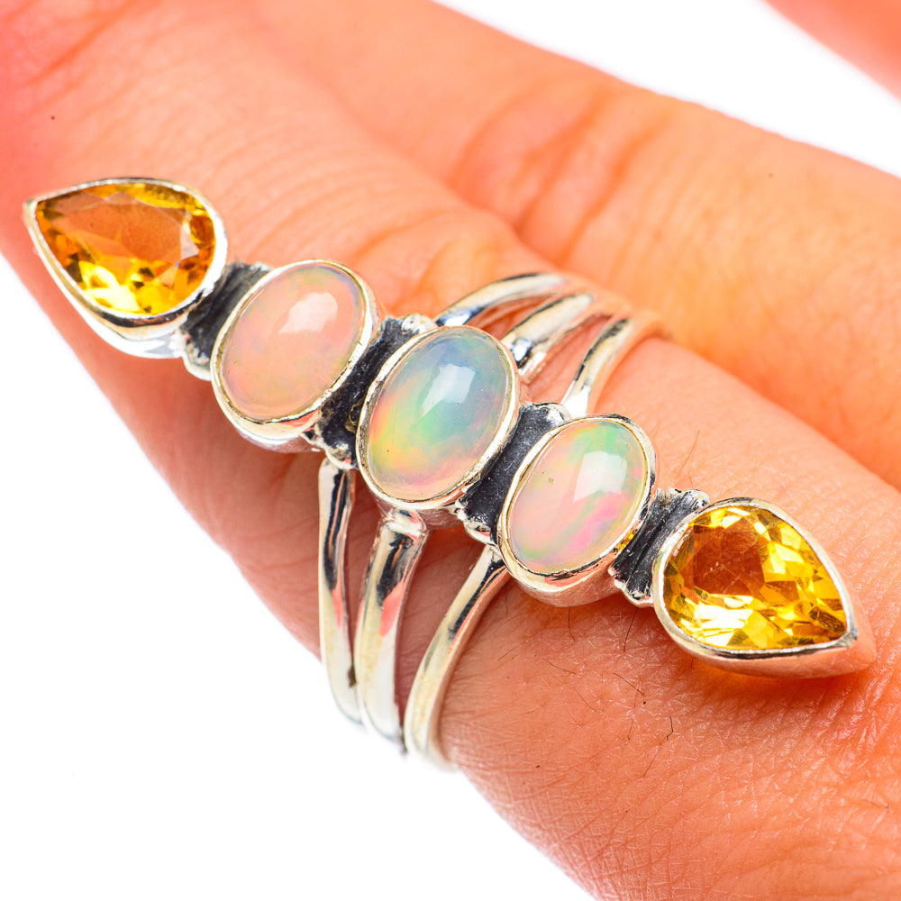 Ethiopian Opal, Citrine Rings handcrafted by Ana Silver Co - RING68370