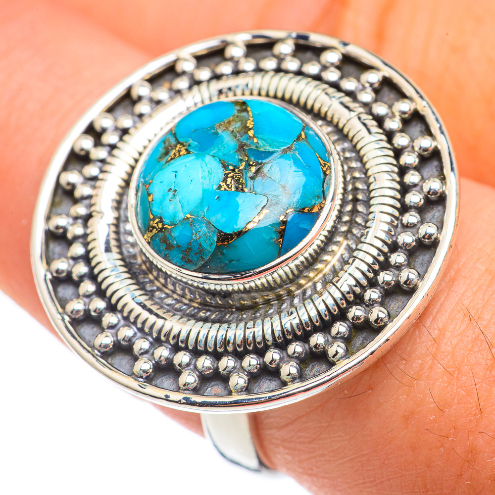 Blue Copper Composite Turquoise Rings handcrafted by Ana Silver Co - RING68378